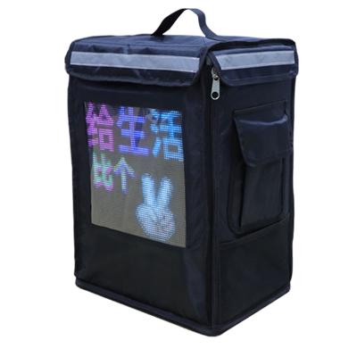 China Waterproof New 2021 LED Display Screen Smart Advertising Take Away Backpack LED Digital Signage Takeout Box for sale