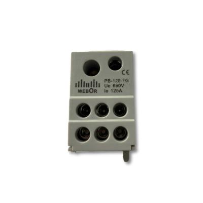 China WEBOR PB-125-7G Conductor Power Distribution Block Copper Terminal Block Brass Connector 125A PB-125-7G for sale