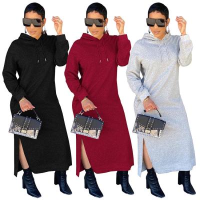 China New Designer Spring Fall 2022 Breathable Terry Custom Plain Blank Hoodie Ladies And Sweatshirt Women Hoodies Dresses Long for sale