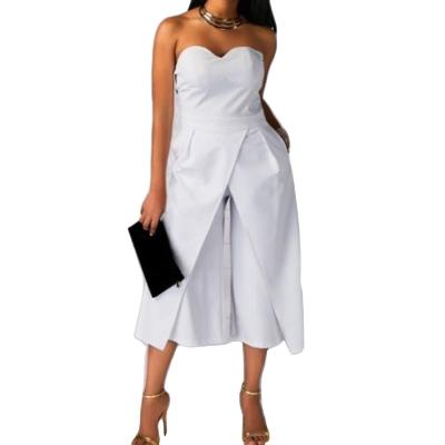 China QUICK DRY elegant ladies tube top solid overalls slim dress 2021 sexy female cropped white even off the shoulder overalls for women for sale