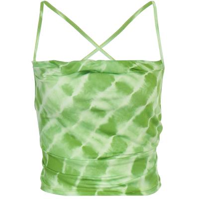 China Hot Sexy QUICK DRY Summer Product Crop Tops All-match Tie Dye Swing Collar Halter Pleated Camisole Top For Women for sale