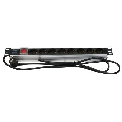 China Uninflammable PC Module UL94V-0 Rack Mount 1U 19 Inch German 8 Way Socket PDU for sale