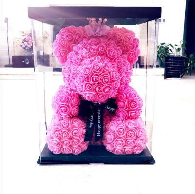 China 2021 Imperial Rose Flower Teddy Bear Crown Teddy Rose Bear Artificial Foam Valentine's Day Rose Teddy Bear for sale