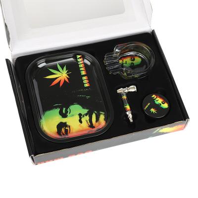 China Wholesale New Design Safety Smoking Set With Metal Rolling Tray Herb Grinder Smoking Pipes Smoking Kit for sale