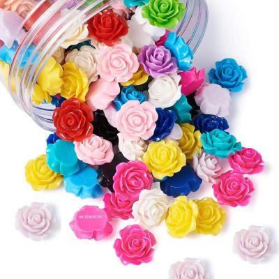 China Wholesale Resin Prepared Flat Back Colorful Resin Rose Cabochon Cameo Bulk Resin Flowers For Craft Making for sale