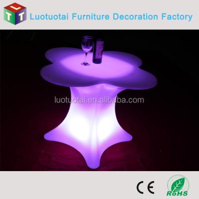 China Plastic Bar Table PE Plum Shape LED Table Use For Bar / Night Club / Cafe for sale