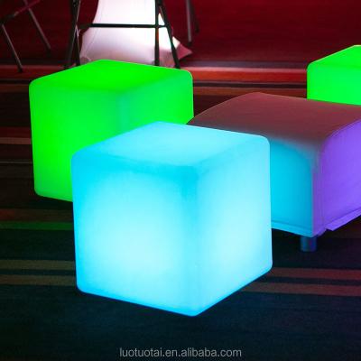 China Bar Chair RGB Lighted Led Cube Chair Rechargeable Outdoor Seating Pe Led Plastic Cube Chair For Garden LTT-C500 for sale