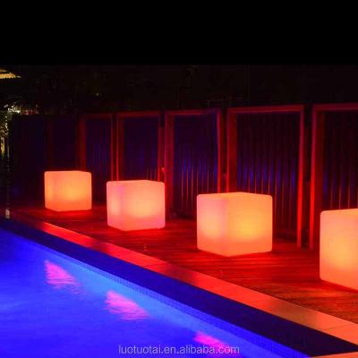 China Bar Chair PE Cube Plastic Rechargeable Waterproof Led Cube Led Lighted Led Cube Chair Outdoor Seating For Outdoor LTT-C500 for sale