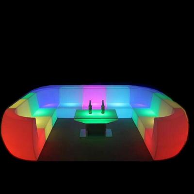 China Corner sofa PE plastic illuminated led sofa furniture battery operted remote control led bar sofa for sale