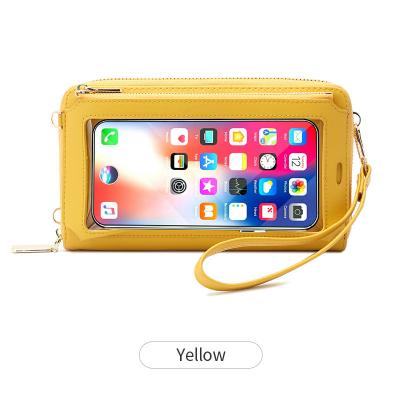 China RFID Blocking Touch Screen Women Sling Purse Rfid Blocking Multifunctional Simple Wallet Mini Cell Phone Bags Transparent Shoulder for sale