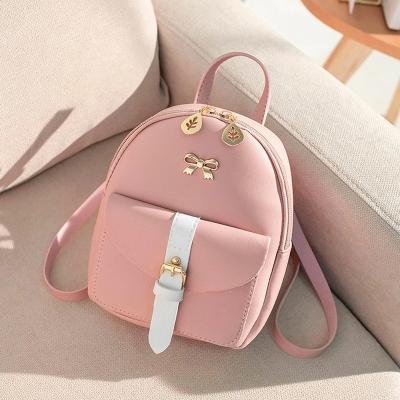 China Other Women's Mini Backpack Luxury Pu Leather Kawaii Cute Graceful Small Backpack Bagpack School Bags For Girls Bow-knot Leaf Cavity for sale