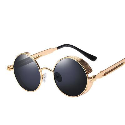 China New Style Round Spring Metal Frame Sunglasses Retro Steampunk Sunglasses Fashionable Foot Sunglasses for sale