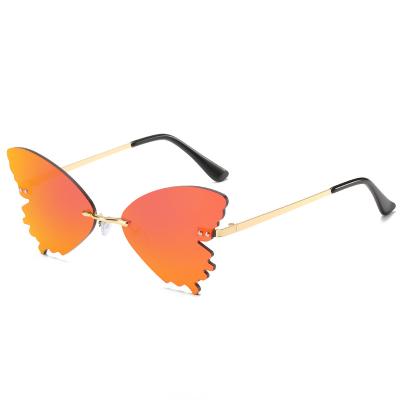 China Comfort Newcomer Fashion Butterfly Rimless Sunglasses For Men Women Streetwear Oversized Eyewear Luxury Trending Sun Glasses for sale