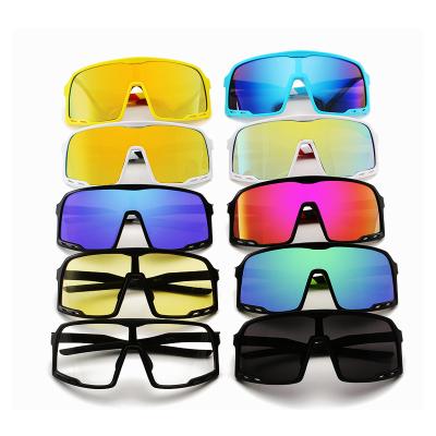 China JSJM New Anti UV Colorful Bicycle Glass Men Tend Glass Women Outdoor Sports One Piece Sunglasses for sale