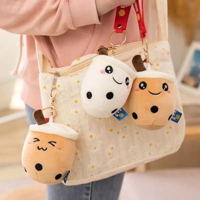 China Wholesale Women's 5 Inch Bag Pendant Key Chain Stuffed Boba Gift Plushie Milk Tea Bubble Key Holder Soft Cute Soft Plush Key Chain for sale