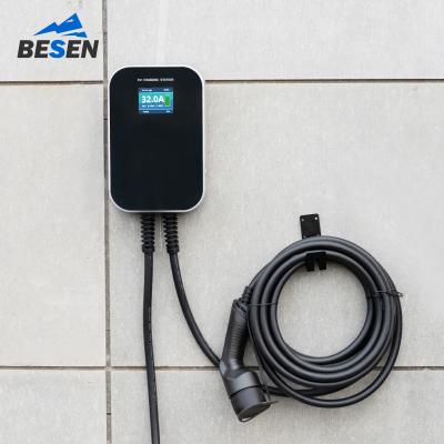 China Screen Display 32A 7kw Wallbox EV Vehicle Charger Filling Station for sale