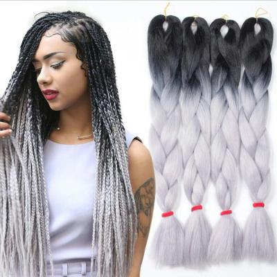 China Ombre Two Tone Gray Henlon High Temperature Jumbo Braiding Hair Ombre Braiding Hair Cheap African Braid 100 Synthetic Hair for sale