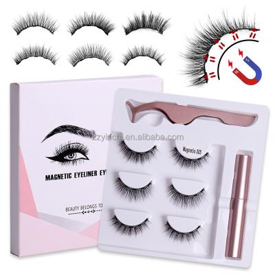 China Natural Glossy Premium Magnetic Eyelashes Lashes Magnetic Liquid Eyeliner and Magnetic False Eyelashes and Tweezers Set for sale