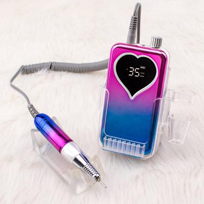 China 45W 35000rpm Portable Nail Drill Machine Manicure Nails 35000 Drill, Home Use Heart Shape Gradient Grinding Electric Nail File for sale