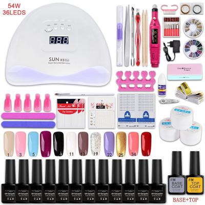 China Manicure Tools DIY Professional Manicure Tools Full Set, Acrylic Gel Nail Set Kit With Uv Led Dryer Polish Lamp for sale