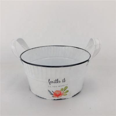 China Retro American Style Enamel Flower Pots For Living Room for sale