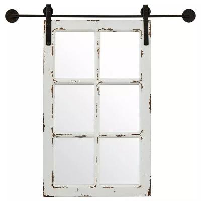 China Mumi handmade high quality wooden design above the hanging door mirror, sliding mirror barn door for sale