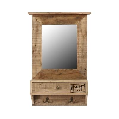 China Handmade Modern Decorative Wall Wood Frame Dressing Mirror With Storage for sale