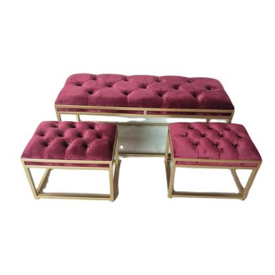 China (Other) Wholesale MUMI adjustable velvetstep bed bench lounge, pink tufted bar stool for sale