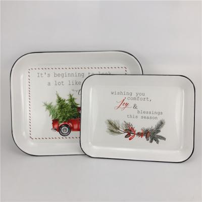 China High Quality Custom Enamel Decorative Serving Tray Eco - Friendly for sale