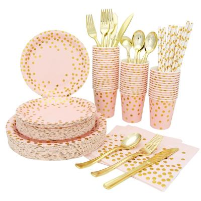 China Modern Customized Disposable Gold Dot Paper Plate Birthday Party Event Decoration for sale