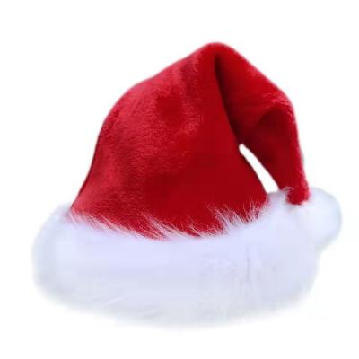 China Party Decoration Christmas Decorations Adult Children Thickened and Striped Double Layer Plush Christmas Hat for sale