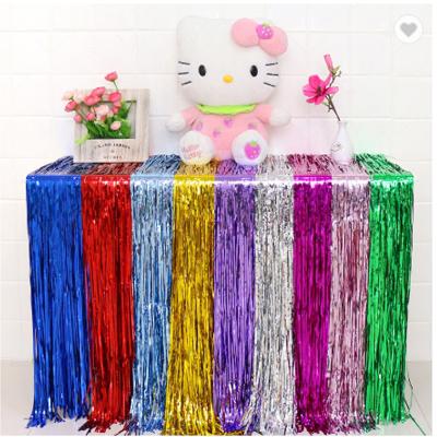 China Hot Selling Party Birthday Party Supplies Rain Wall Silk Luminous Rain Background Fashion Strip Color Curtain Tassel Silk Curtain for sale