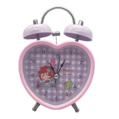 China Antique style heart-shaped alarm clock with backlight factory metal direct quartz alarm clock can be customized for sale