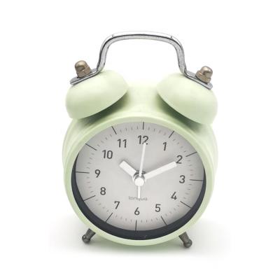 China Antique style 2 inch mini alarm clock, a metal quartz alarm clock that can be carried with you a Christmas gift for kids for sale