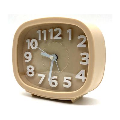 China Antique Style Rectangular Plastic Alarm Clock with Quartz Movement, Sweep Silent BB Sound Alarm for Bedroom to Wake Kids for sale