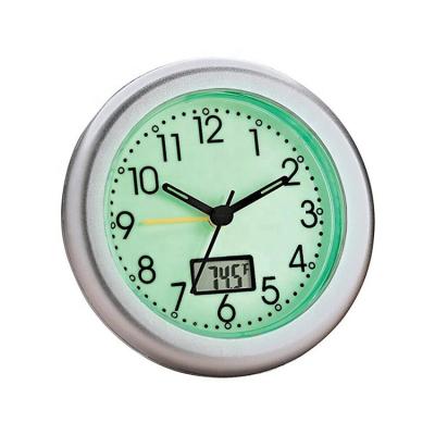 China LUMINOVA Alarm Clock Temperature Display Clock Face Quartz Movement Fluorescent Plastic Alarm Clock for sale