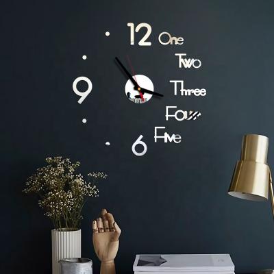 China 3D Fashion Style Room Meetting Wall Clock Large Size DIY Mirror Wall Clock Brief Antique Living Room Decor for sale