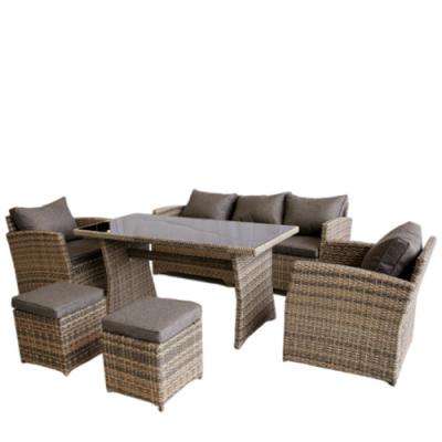 China Durable six pieces set real cafe rattan furniture vendor modern large outdoor Boston rattan table and chair for sale