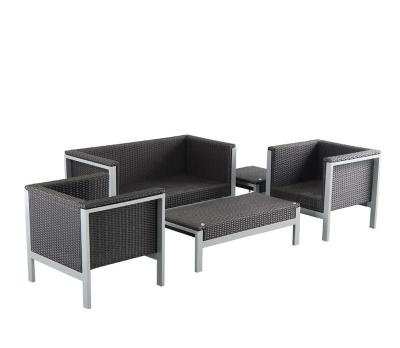 China Hotel Outdoor Courtyard Durable Aluminum Rattan Table And Chair Garden Furniture Set for sale