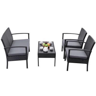 China Durable Four-piece Suit Steel Frame Sofa Rattan Garden Furniture Outdoor Luxury Sofa Set for sale