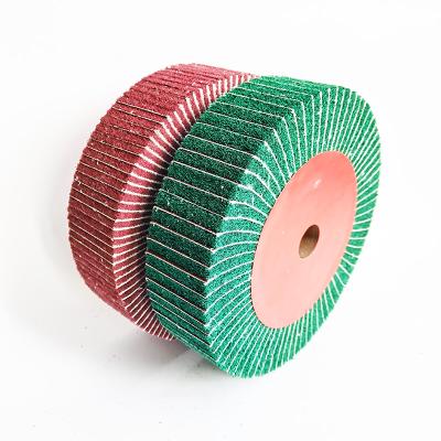 China 100-500mm Durable Wear Resistant 60 80 120 180 240 320 400 600 800 1000 Grit Red Green Gray Black Nonwoven Fin Wheel for sale