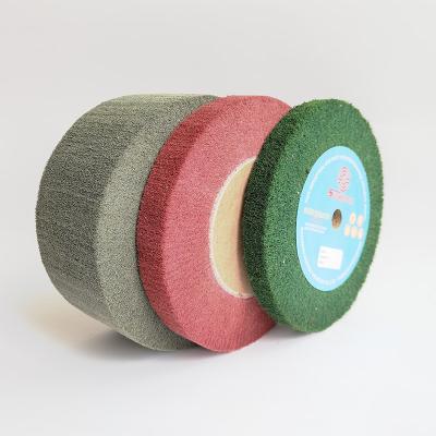 China High Efficiency Abrasive Nonwoven Fin Wheels For Satin Drawing Wire Metal / Stainless Steel Aluminum Surface for sale