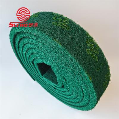 China Matel Scrubber 1000gsm Dark Green Abrasive Resistant Wood Plastic Pad Scourer Raw Material For Cleaning Products Converters Into Jumbo Rolls for sale