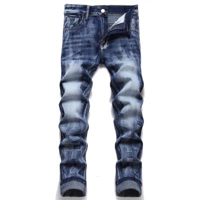 China Sustainable Fashion Layered Jeans Vintage Mid Rise Printed High Quality Denim Pants Mens Designer Jeans for sale