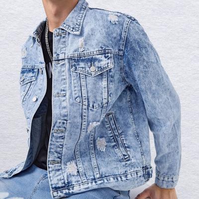 China Windproof men's style denim jacket punk autumn ripped 2022 trend price street clothing factory single breasted wholesale for sale