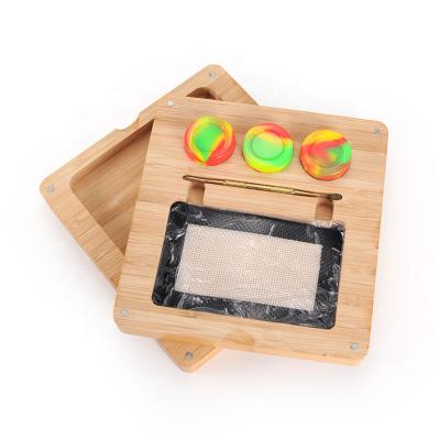 China Durable Wax Dab Dab Tools Bamboo Magnet Rolling Tray Magnetic Herb Rolling Trays With Accessories for sale