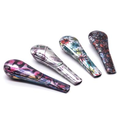 China Metal Spoon Herb Smoking Pipe Magnetic Mini Tobacco Smoke Durable Creative Printed Dry Pipe for sale