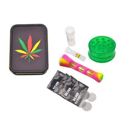 China Portable Wholesale Silicone Pipe Smoking Set With Plastic Silicone Smoking Pipe Glass Tips Tobacco Grinder for sale