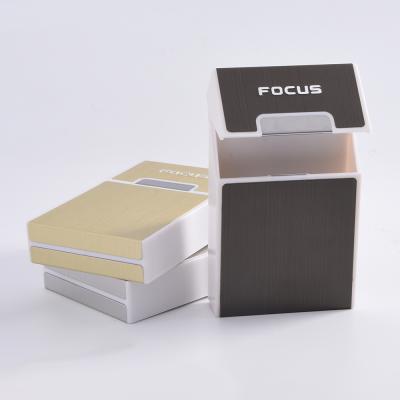 China Portable FOCUS Rectangular 20 Pieces Stand Up Aluminum Plastic Cigarette Box Cases for sale