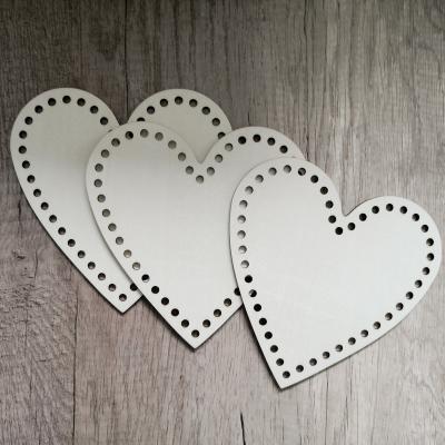 China 3pcs Wooden Heart Crochet Base DIY Basket Material Wood Bottom Wooden Handmade Weaving Cross Stitch Custom Made for sale